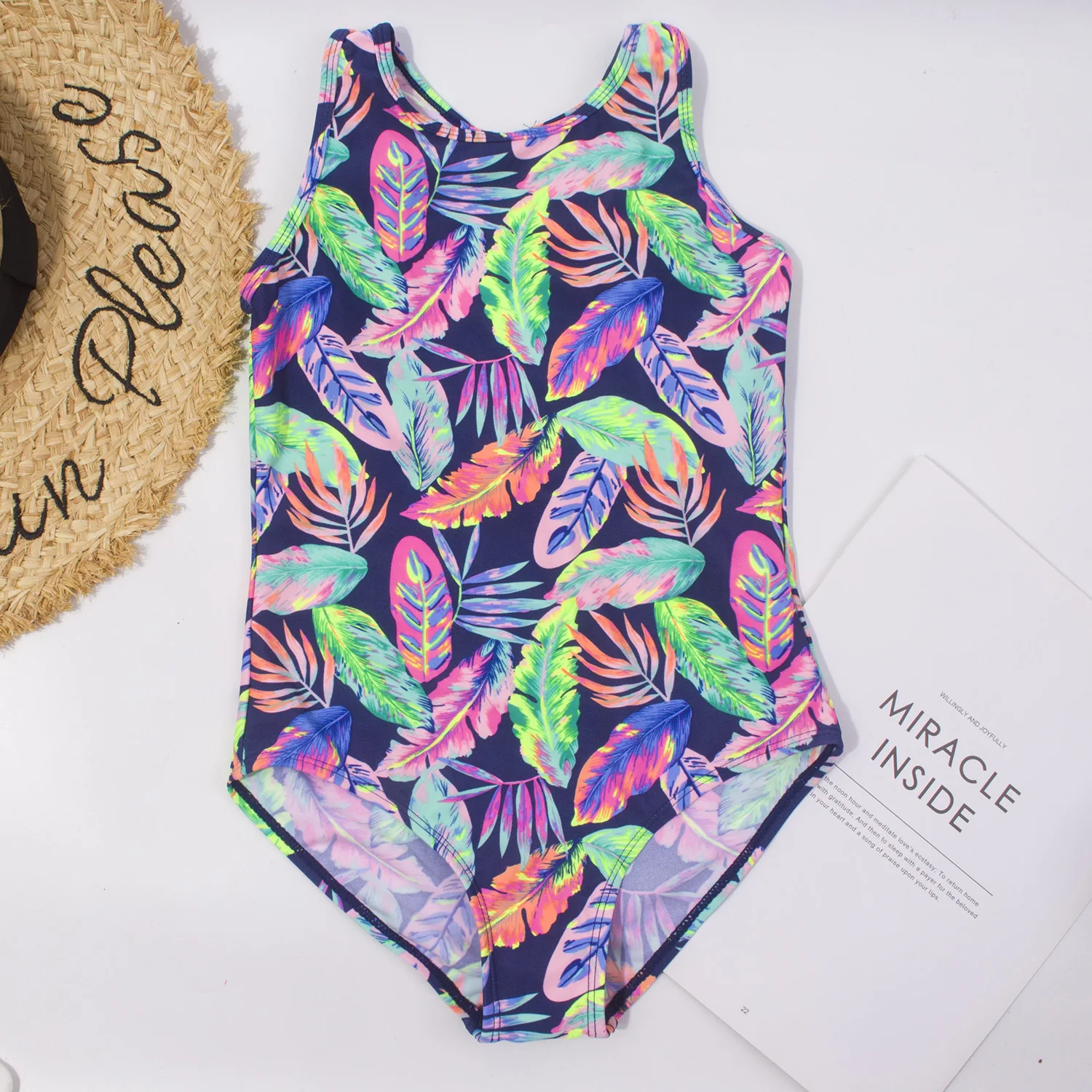 

Multi Choice Big Girls One Piece Swimwear Swimsuits 2022 Leaf Print Children Beachwear Bathing Suit Girls Kids Swimsuit A213