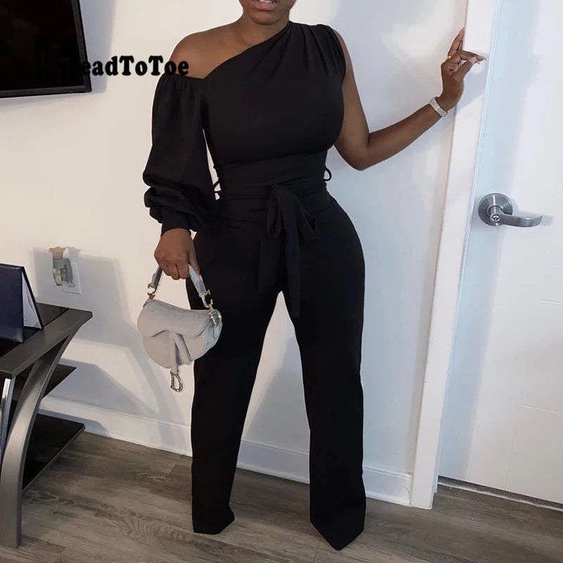Solid Sashes Knotted Bow Party OL Elegant Romper Woman One Shoulder Off Shoulder Skew Neck Straight Wide Leg Jumpsuit Women
Solid Sashes Knotted Bow Party OL Elegant Romper Woman One Shoulder Off Shoulder Skew Neck Straight Wide Leg Jumpsuit Women
