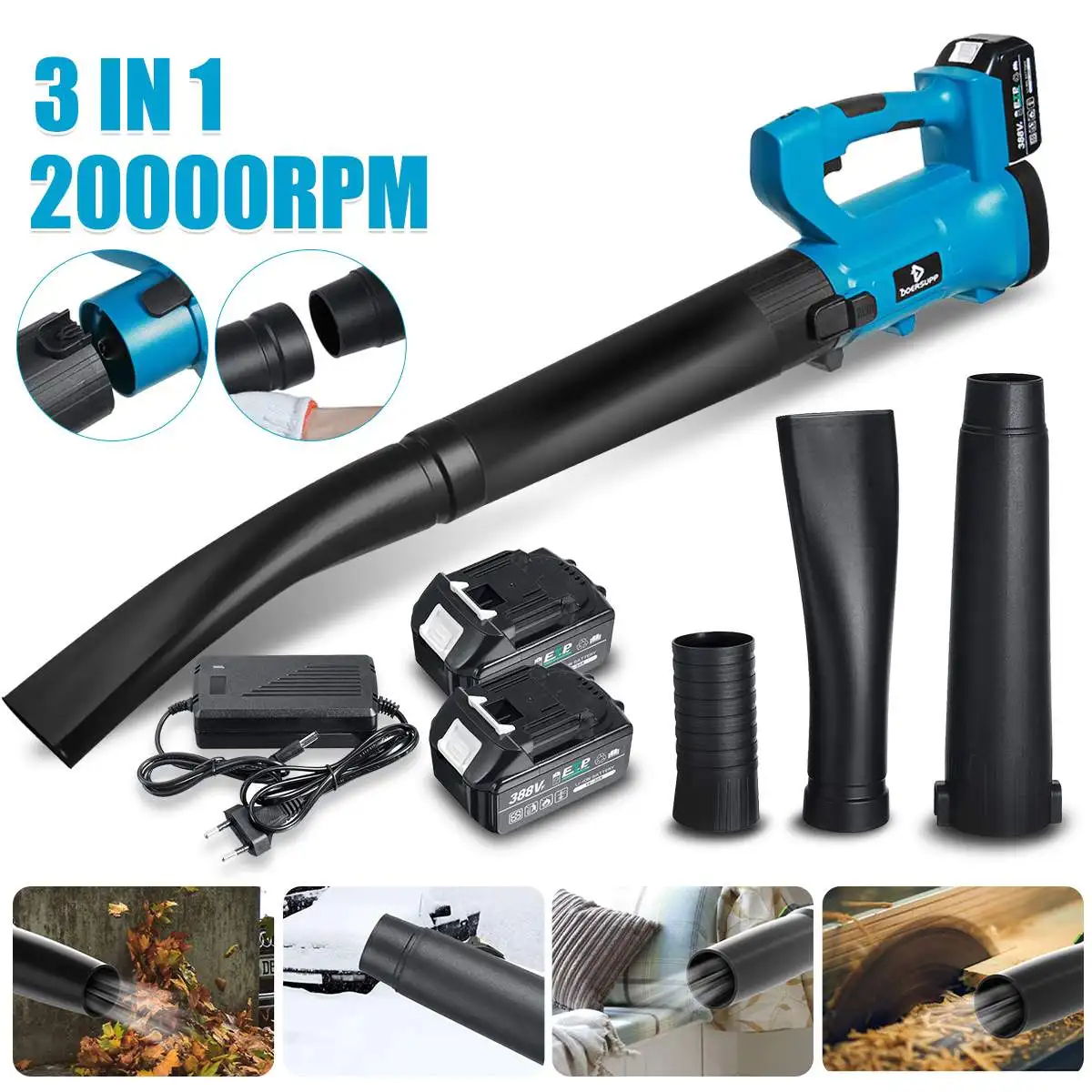 3-In-1 20000RPM Cordless Electric Air Blower Handheld Leaf Blower Dust Collector Sweeper Garden Tools for Makita Li-ion Battery
3-In-1 20000RPM Cordless Electric Air Blower Handheld Leaf Blower Dust Collector Sweeper Garden Tools for Makita Li-ion Battery