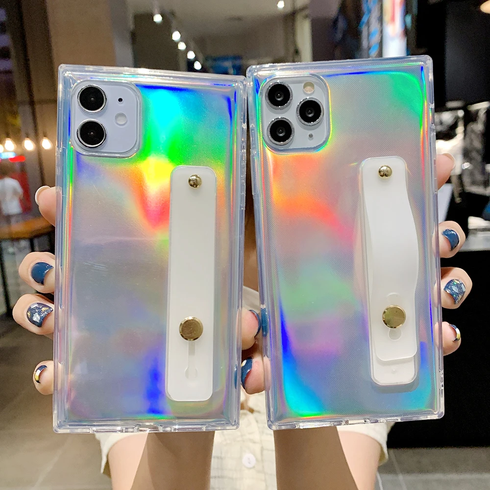 Laser Square Clear Phone Case For Samsung S20 FE A51 A50 A71 Wrist Strap Stand Soft Back Cover
Laser Square Clear Phone Case For Samsung S20 FE A51 A50 A71 Wrist Strap Stand Soft Back Cover