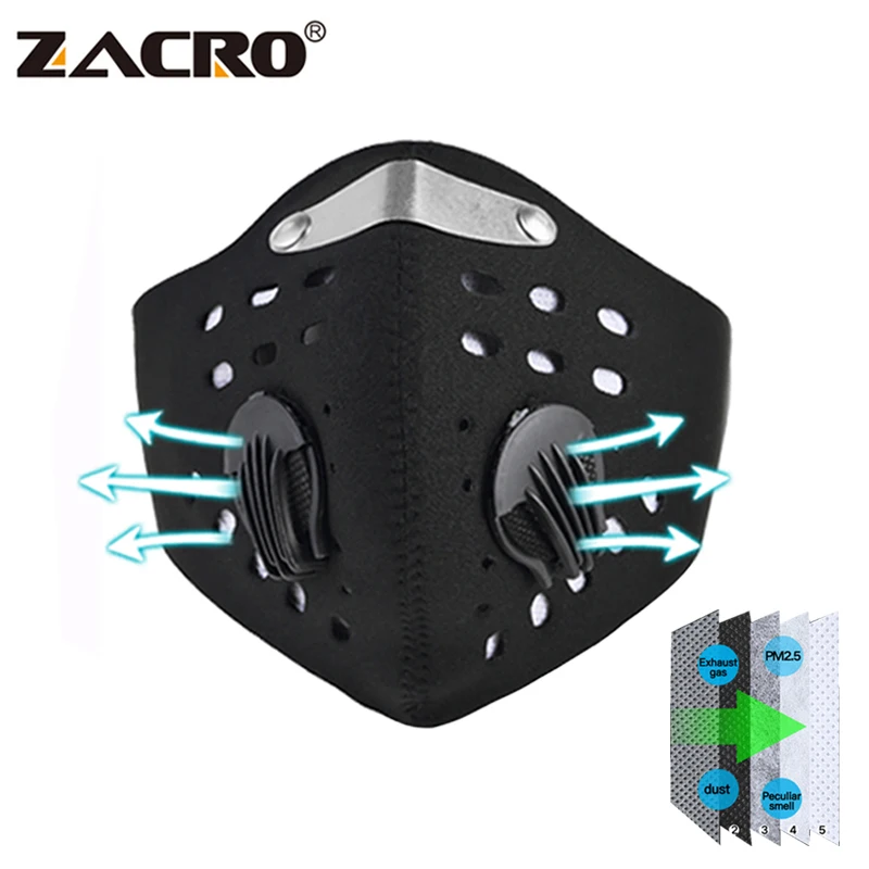 5 слойная маска для лица Zacro PM2.5 с фильтром из активированного угля удаляемая от