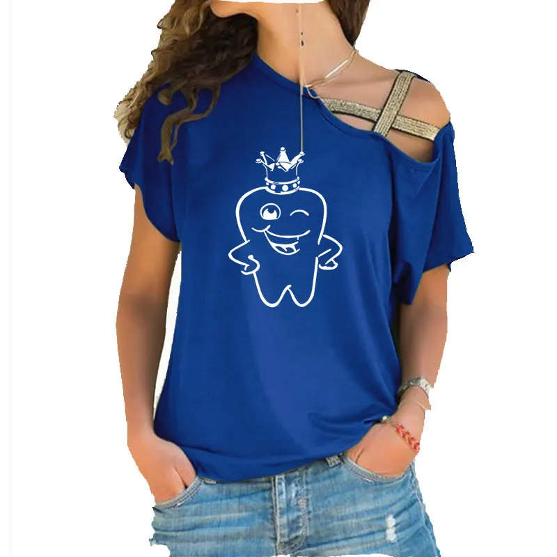 Dentist moda Print Summer Women Tshirt Cotton Casual t Shirt For Lady Women Irregular Skew Cross Bandage Tshirt
Dentist moda Print Summer Women Tshirt Cotton Casual t Shirt For Lady Women Irregular Skew Cross Bandage Tshirt