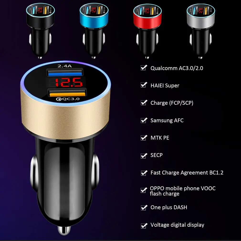 Dual USB Car Charger Adapter 3.1A Digital LED Voltage/Current Display Auto Vehicle Metal Charger For Smart Phone/Tablet
Dual USB Car Charger Adapter 3.1A Digital LED Voltage/Current Display Auto Vehicle Metal Charger For Smart Phone/Tablet