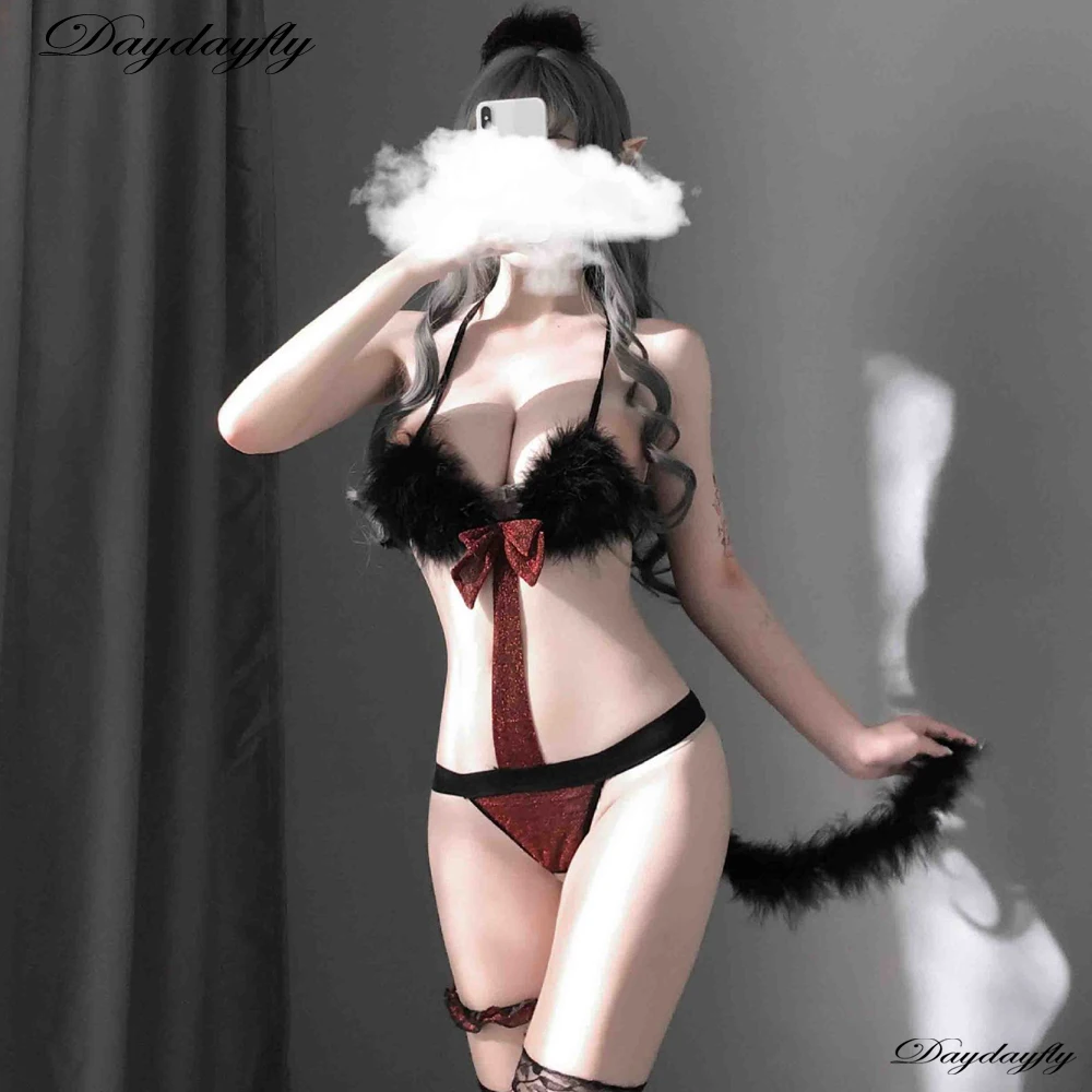 

Женское нижнее белье, соблазнительная форма в виде кролика, девочки-Кэти, комплект нижнего белья для косплея, соблазнительное эротическое боди для секса, ролевых игр, костюмы с хвостом кошки