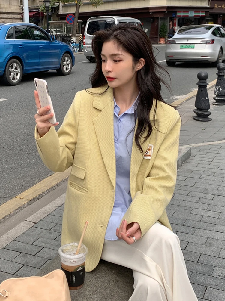 Yellow Loose Women Blazer 2021Spring Autumn Chic Female Long Sleeve Suit Jackets Stylish Ladies Blazer
Yellow Loose Women Blazer 2021Spring Autumn Chic Female Long Sleeve Suit Jackets Stylish Ladies Blazer