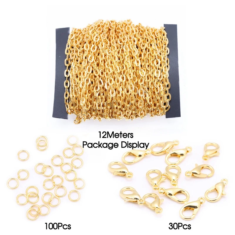 39 Feet Curb Chain Necklace Bulk Cable 2mm Width with 30 Lobster Clasps and 100 Open Jump Rings for Jewelry Making
39 Feet Curb Chain Necklace Bulk Cable 2mm Width with 30 Lobster Clasps and 100 Open Jump Rings for Jewelry Making
