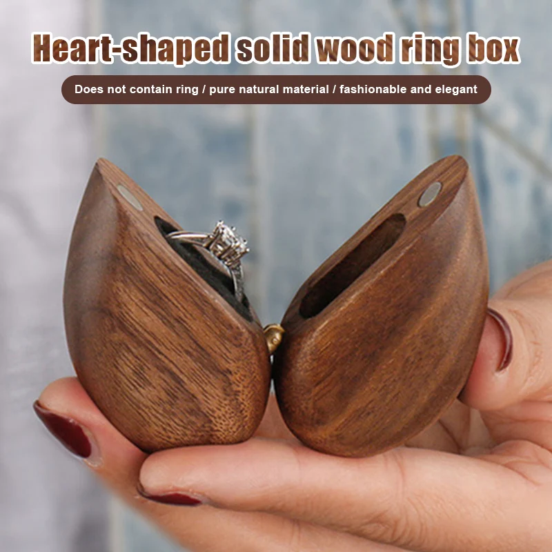 Wooden Heart-Shape Wedding Black Walnut Ring Box Antiques Engraving Personalized Ring Box XRQ88
Wooden Heart-Shape Wedding Black Walnut Ring Box Antiques Engraving Personalized Ring Box XRQ88
