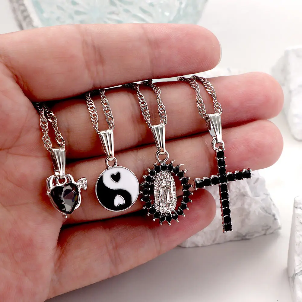 Boho Multilayer Black Crystal Cross Heart Chain Necklaces For Women Silver Color Taichi Coin Long Metal Clavicle Chain Jewellery
Boho Multilayer Black Crystal Cross Heart Chain Necklaces For Women Silver Color Taichi Coin Long Metal Clavicle Chain Jewellery