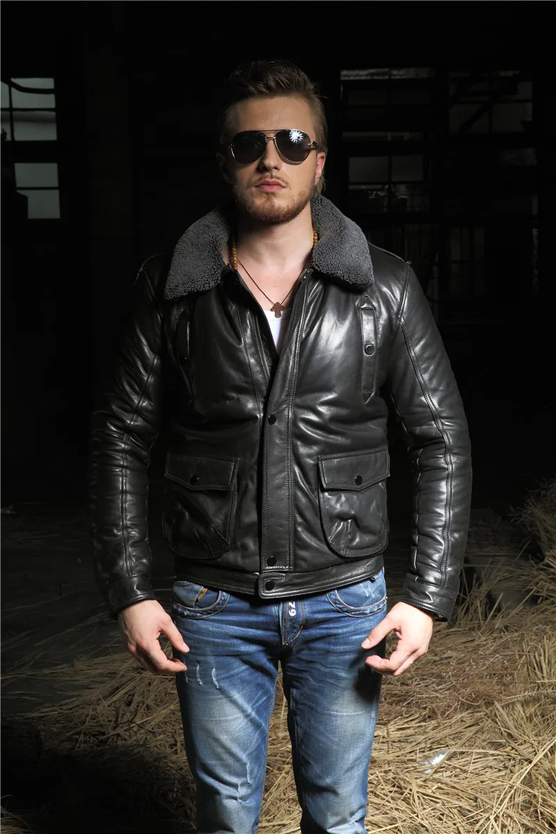 Genuine Leather Short Winter Pilot Jacket Mens Sheepskin Coat Men Clothes Blouson Cuir Homme 7125 KJ1168
Genuine Leather Short Winter Pilot Jacket Mens Sheepskin Coat Men Clothes Blouson Cuir Homme 7125 KJ1168