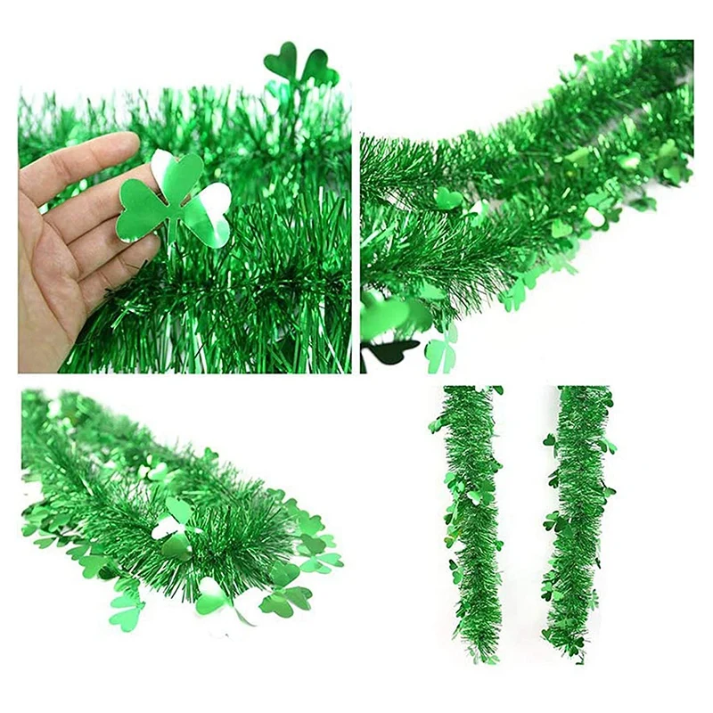 

2021 4 Pack Mardi Gras Tinsel Garland Metallic Festooning Hanging Tree Ornaments for Mardi Gras Party Decorations