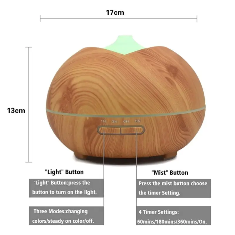 300ml Fragrance Essential Oil Diffuser Wood Grain Air Humidifier for Home Office
300ml Fragrance Essential Oil Diffuser Wood Grain Air Humidifier for Home Office
