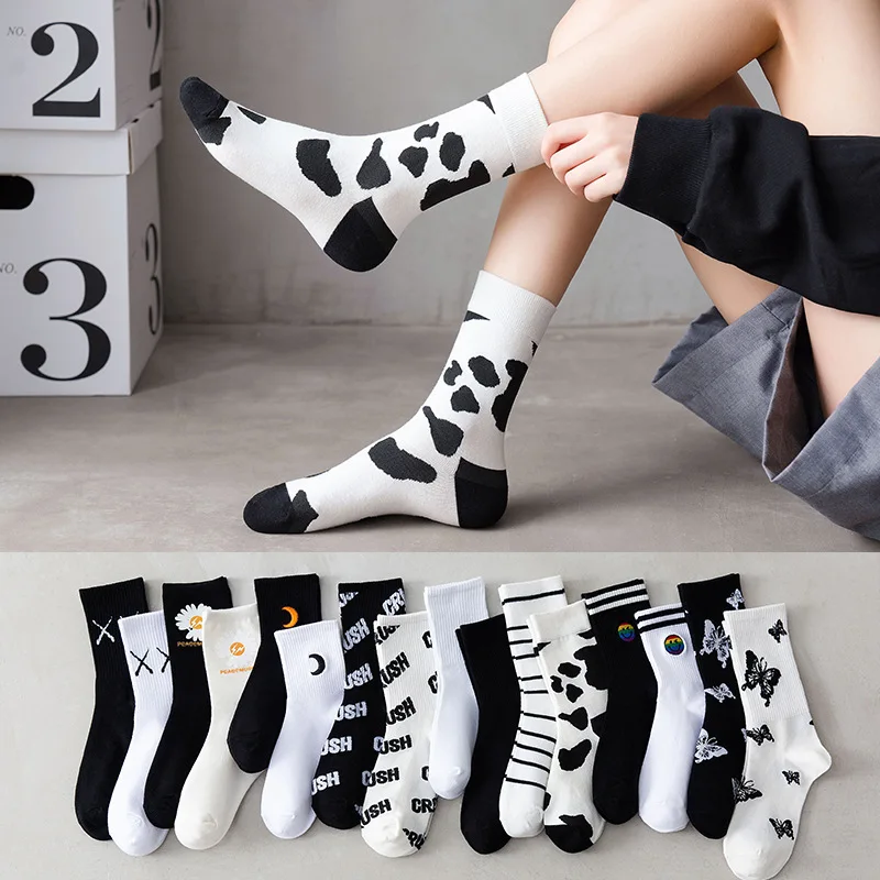 Ins Fashion Sports Women Socks Black White Butterfly Cows Print Cotton Sock Cute Casual Happy Funny Sock Harajuku
Ins Fashion Sports Women Socks Black White Butterfly Cows Print Cotton Sock Cute Casual Happy Funny Sock Harajuku