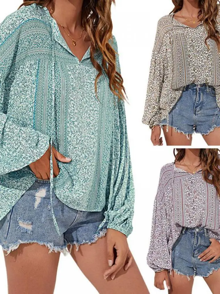 Ladies Autumn New Floral Print Long Sleeve Tie T-Shirt Lantern Sleeve Fashion All-Match Pullover Chic Top
Ladies Autumn New Floral Print Long Sleeve Tie T-Shirt Lantern Sleeve Fashion All-Match Pullover Chic Top