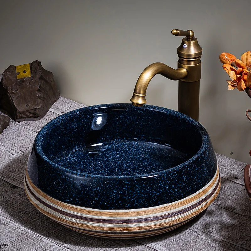 

Керамическая художественная раковина в европейском винтажном стиле, столешница для умывальника, раковина для ванной комнаты, керамическая раковина
