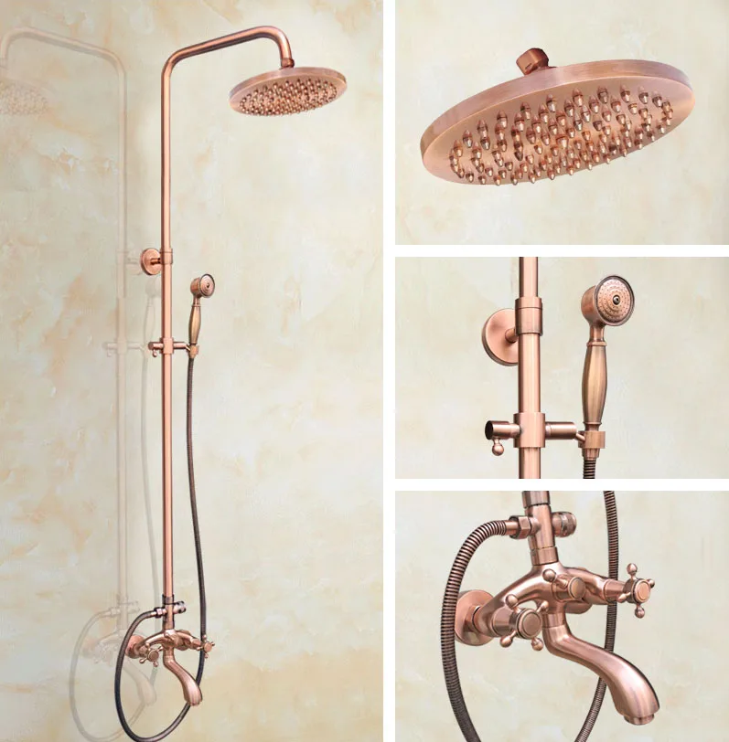 Antique Red Copper Wall Mounted 8 inch Rain Bathroom Rainfall Shower Faucet Set with Hand Spray Shower Head Tub Mixer Tap 2rg503
Antique Red Copper Wall Mounted 8 inch Rain Bathroom Rainfall Shower Faucet Set with Hand Spray Shower Head Tub Mixer Tap 2rg503