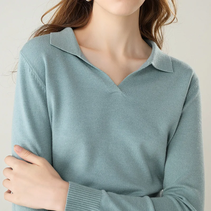 2021 new fashion T-shirt Spring and Autumn Lapel Lapel Knitted Pure Color Casual Knitted Base Shirt
2021 new fashion T-shirt Spring and Autumn Lapel Lapel Knitted Pure Color Casual Knitted Base Shirt