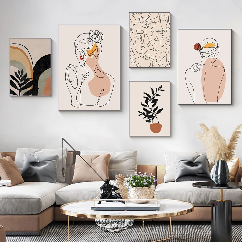 Abstract Single Line Face Art Leaves Painting Girl Body Back Minimalist Wall Art Canvas Poster Print Nordic Picture Home Decor 
Abstract Single Line Face Art Leaves Painting Girl Body Back Minimalist Wall Art Canvas Poster Print Nordic Picture Home Decor