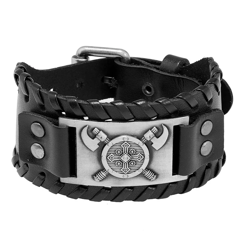 Jessingshow Nordic Totem Wide Leather Bracelet Viking Great Axe Men's Bracelet Punk Genuine Leather Woven Accessories Jewelry
Jessingshow Nordic Totem Wide Leather Bracelet Viking Great Axe Men's Bracelet Punk Genuine Leather Woven Accessories Jewelry
