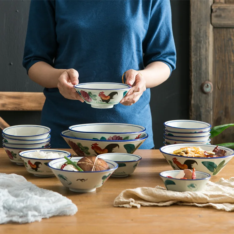 Ceramic Tableware Food Bowl Sets Chinese Style Nostalgic Rooster Pattern Home Dinner Rice Noodle Palace Sauce Salad Noodle Bowls
Ceramic Tableware Food Bowl Sets Chinese Style Nostalgic Rooster Pattern Home Dinner Rice Noodle Palace Sauce Salad Noodle Bowls