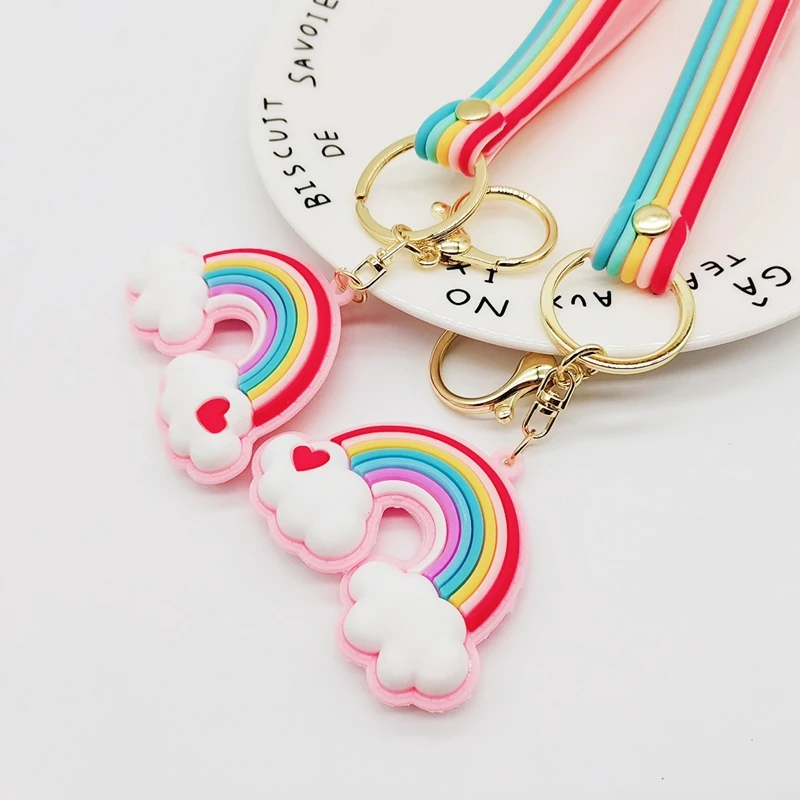 New Arrival Rainbow Keychain Double Sided Rainbow For Car Key Women Bag Accessories Jewelry Gifts