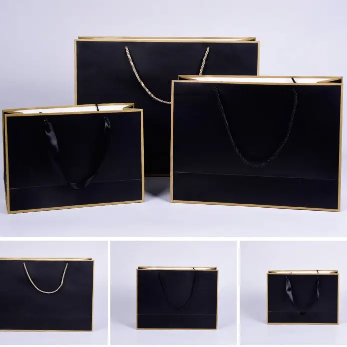 10pcs Paper Bag With Frame Border Customize 1C Logo For Promotion Clothing Gift bag packaging shopping twill wedding birthday | Дом и сад