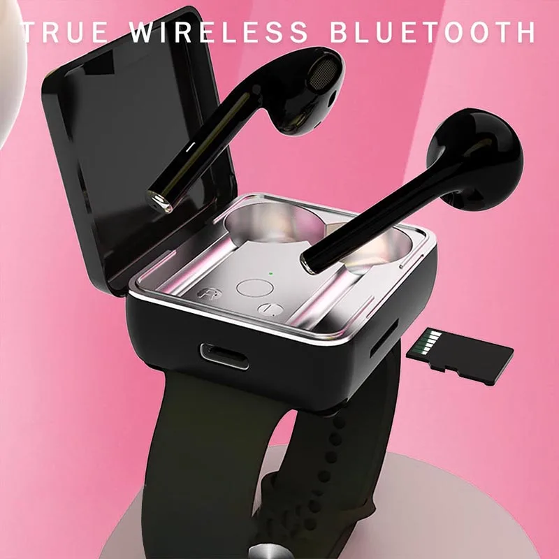 Wireless Headphones Earphone Smart Watch Touch Control Bluetooth Headset TF Cards Sport Bracelet Earbuds Multi-functional TWS
Wireless Headphones Earphone Smart Watch Touch Control Bluetooth Headset TF Cards Sport Bracelet Earbuds Multi-functional TWS