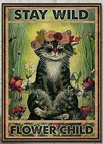 Vintage Retro Sign Stay Wild Flower Child Floral Cat Art Metal Sign 12x8 with Flower Wall Art
Vintage Retro Sign Stay Wild Flower Child Floral Cat Art Metal Sign 12x8 with Flower Wall Art