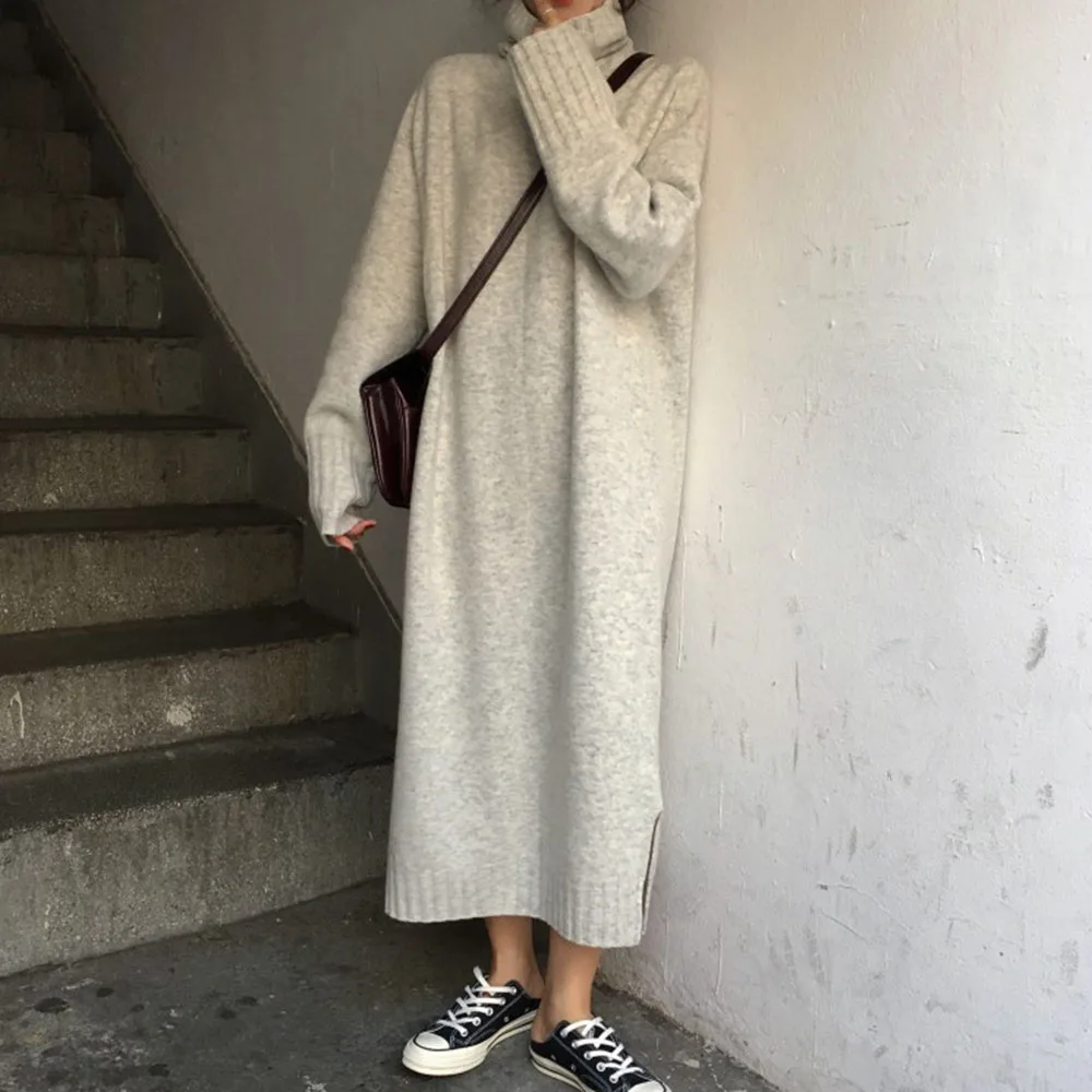 Fashion Women Sweater Dress 2021 Autumn Winter New Solid Color Long Sleeve Casual Simplicity Thicken Warm Turtleneck Dress
Fashion Women Sweater Dress 2021 Autumn Winter New Solid Color Long Sleeve Casual Simplicity Thicken Warm Turtleneck Dress
