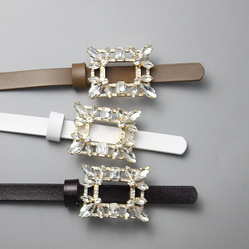 Fixation Of Elegant Glass Diamond Plate, Thin Two-layer Leather Belt, Women's Decorative Coat, Cardigan, Small Versatile Leather
Fixation Of Elegant Glass Diamond Plate, Thin Two-layer Leather Belt, Women's Decorative Coat, Cardigan, Small Versatile Leather