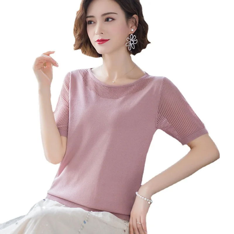 5 Colors New Korean Fashion Women Summer Ice Silk Knitted Pullover Streetwear Female Short Sleeve Plus Size Knit Shirt
5 Colors New Korean Fashion Women Summer Ice Silk Knitted Pullover Streetwear Female Short Sleeve Plus Size Knit Shirt