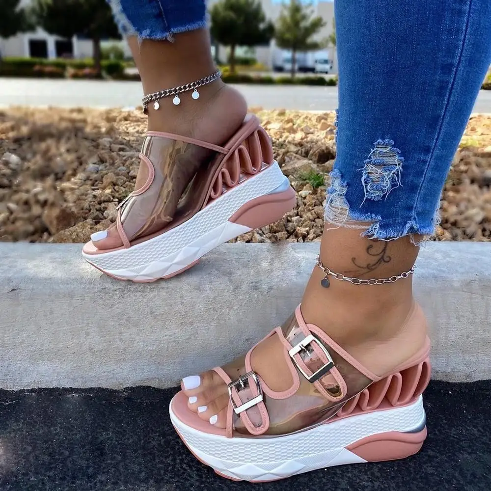 2020 New Summer PVC Wedge Slippers Female Transparent Belt Buckle Super High Heel Large Size 42 43 Sandals
2020 New Summer PVC Wedge Slippers Female Transparent Belt Buckle Super High Heel Large Size 42 43 Sandals
