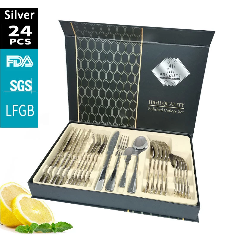 24PCS Stainless Steel Dinnerware Silverware Dinner Nordic Tableware Knife Fork Spoon Gift Set steak Table knife Cutlery Set
24PCS Stainless Steel Dinnerware Silverware Dinner Nordic Tableware Knife Fork Spoon Gift Set steak Table knife Cutlery Set