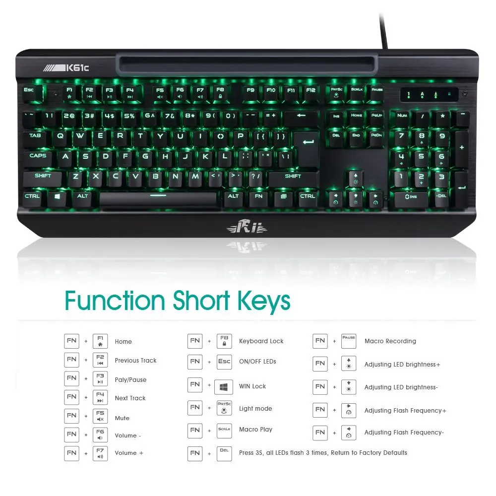 Rii K61C Backlit USB Mechanical Keyboard for PC Laptops 104keys Anti-ghosting PC Gaming Keyboard with Stand for iPad Pro iPhone
Rii K61C Backlit USB Mechanical Keyboard for PC Laptops 104keys Anti-ghosting PC Gaming Keyboard with Stand for iPad Pro iPhone