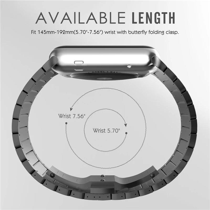 band stainless Steel Strap for Apple Watch 44 40mm iwatch 6/5/4/3/2/1/42/ 38mm Classic Butterfly Buckle strap Accessories