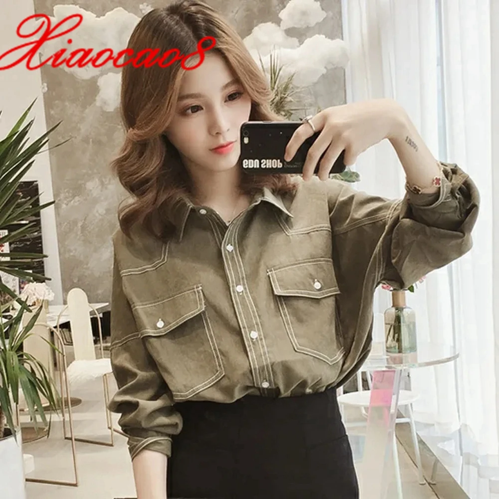 Spring Fashion Women Blouses with Pockets Oversized Long Sleeve Femmel Shirts and Blouses Solid Loose Blusas Casual Top Clothing
Spring Fashion Women Blouses with Pockets Oversized Long Sleeve Femmel Shirts and Blouses Solid Loose Blusas Casual Top Clothing