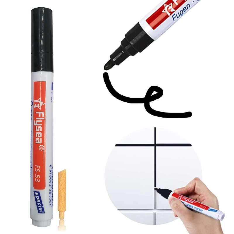 Цветная ручка белая для заправки плитки кафельная зазор ремонт ванной