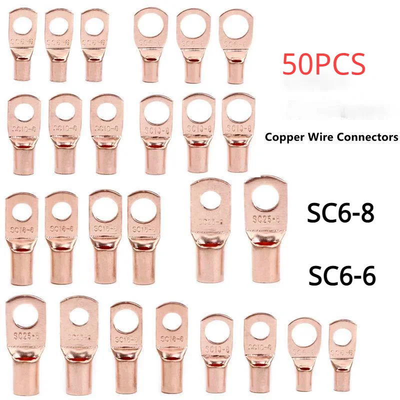 50CPS/SC6/10 Assortment Car Auto Copper Ring Terminal Wire Crimp Connector Bare Cable Battery Terminals Soldered Connectors Kit
50CPS/SC6/10 Assortment Car Auto Copper Ring Terminal Wire Crimp Connector Bare Cable Battery Terminals Soldered Connectors Kit