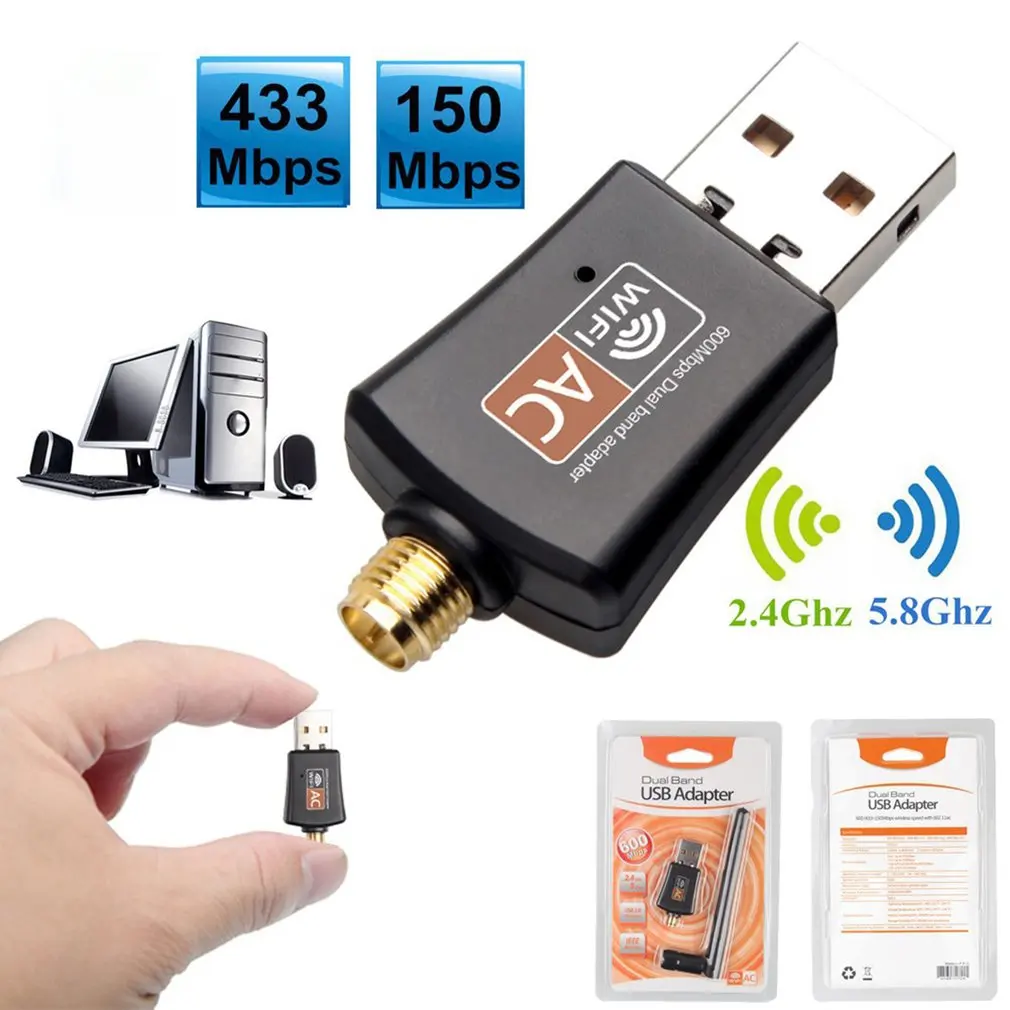 600 Мбит/с USB беспроводной Wi-Fi адаптер 2,4 ГГц 5 ГГц Wi-Fi с антенной двухдиапазонный ПК Мини компьютер сетевая карта приемник
600 Мбит/с USB беспроводной Wi-Fi адаптер 2,4 ГГц 5 ГГц Wi-Fi с антенной двухдиапазонный ПК Мини компьютер сетевая карта приемник