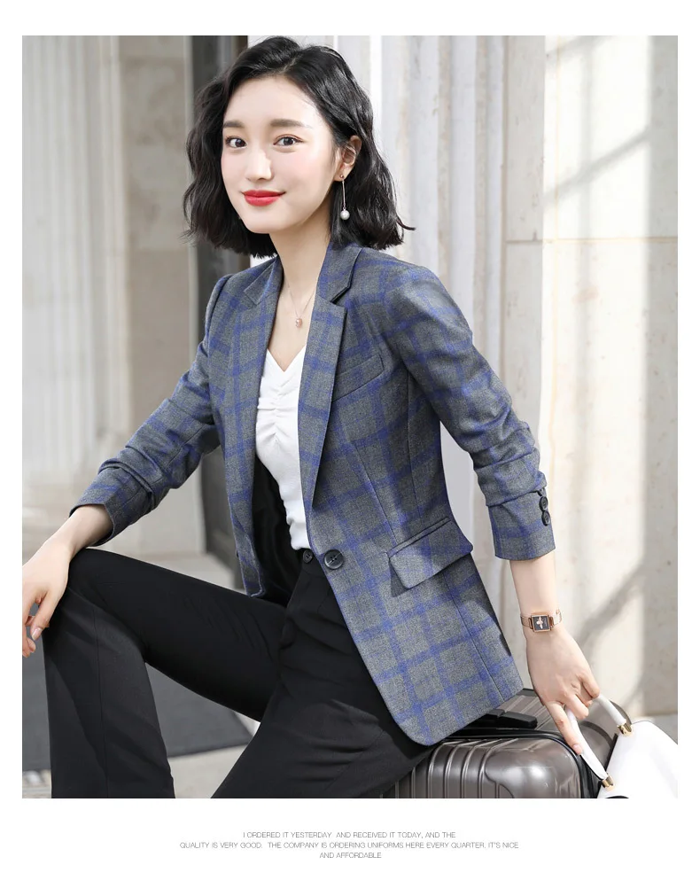 Women's One-piece Coat 2019 Autumn New Fashion Temperament Casual Slim Thin Plaid Single Button Small Suit Women's Top
Women's One-piece Coat 2019 Autumn New Fashion Temperament Casual Slim Thin Plaid Single Button Small Suit Women's Top