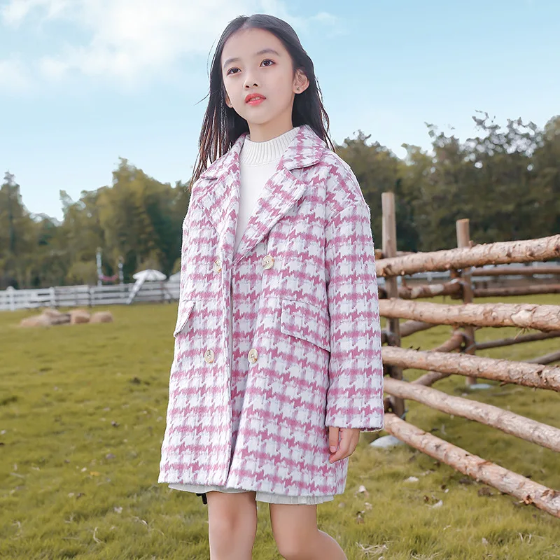 Wool Blends Coat For Girl 2021 Autumn New Trench Jacket Fashion Houndstooth Plus Cotton Warm Turn Collar Children'S Outerwear
Wool Blends Coat For Girl 2021 Autumn New Trench Jacket Fashion Houndstooth Plus Cotton Warm Turn Collar Children'S Outerwear