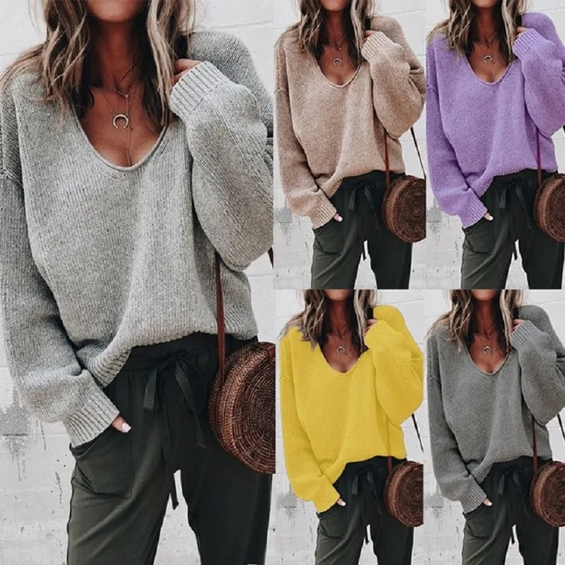 2021 New Fashion Sweater for Women Autumn Winter V-Neck Long Sleeve Knitting Tops Female Solid Color Pullovers Casual Jumpers
2021 New Fashion Sweater for Women Autumn Winter V-Neck Long Sleeve Knitting Tops Female Solid Color Pullovers Casual Jumpers
