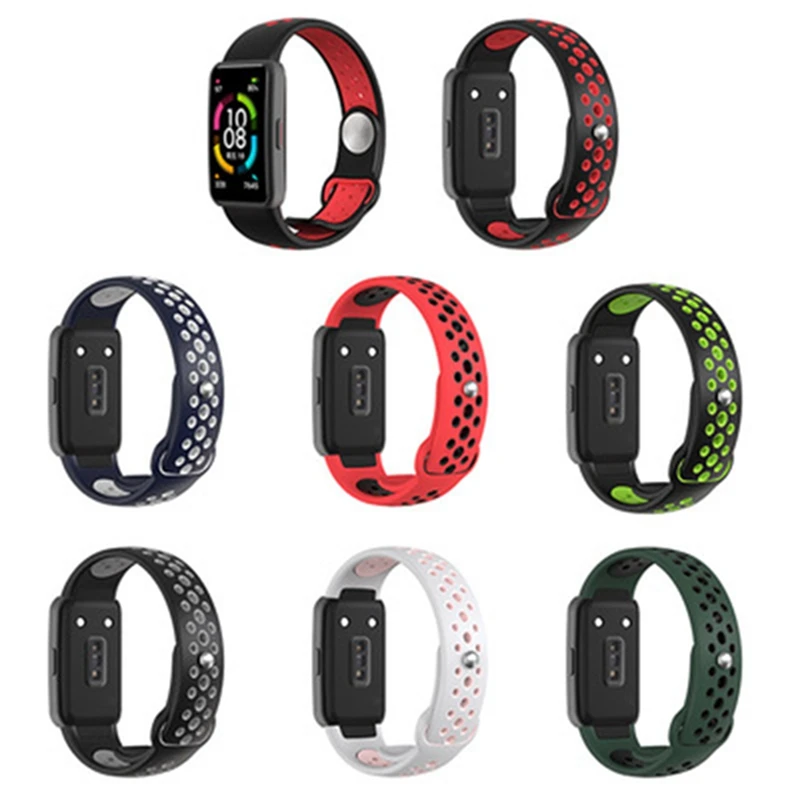 Silicone Watch Strap For Huawei Band 6 Two-Color Breathable Smart Watchband Replacement Bracelet for huawei band6 band 6 Strap
Silicone Watch Strap For Huawei Band 6 Two-Color Breathable Smart Watchband Replacement Bracelet for huawei band6 band 6 Strap