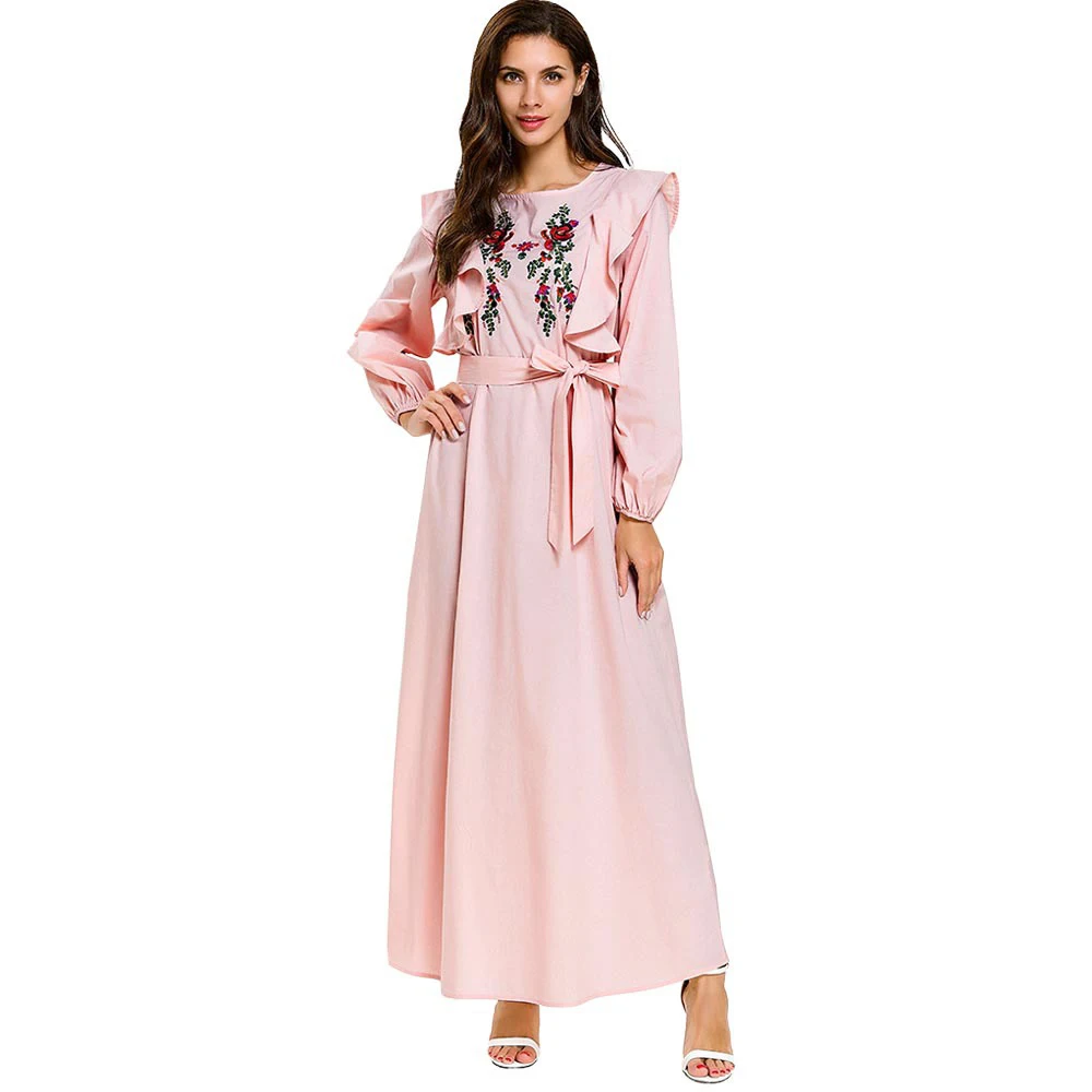 Turkey Muslim Abaya Dress Women Ruffle Sleeve Lace-up Floral Maxi Vestidos Kimono Islamic Clothing Moroccan Kaftan Hijab Elbise
Turkey Muslim Abaya Dress Women Ruffle Sleeve Lace-up Floral Maxi Vestidos Kimono Islamic Clothing Moroccan Kaftan Hijab Elbise