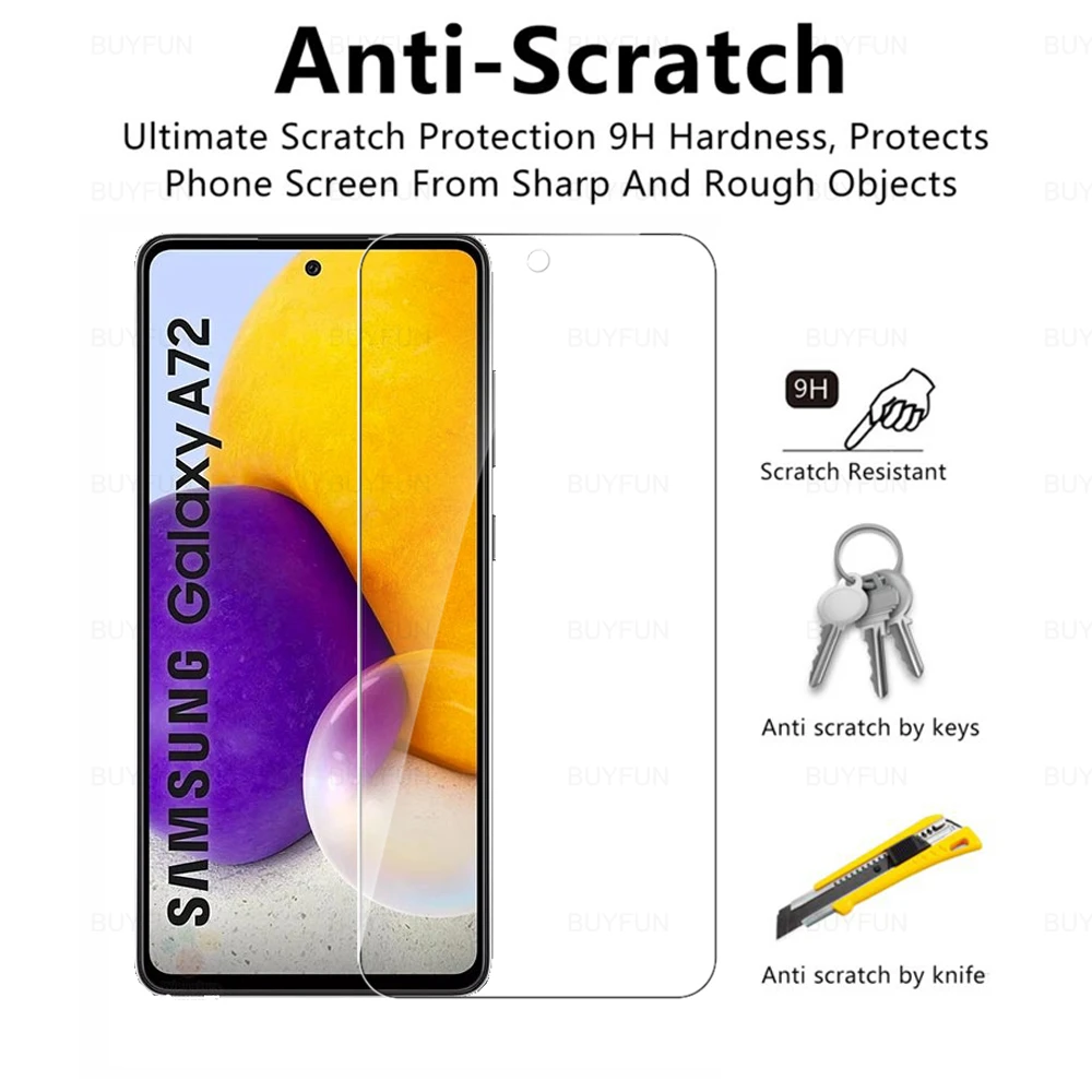 Прозрачная закаленная пленка 3 шт. для samsung galaxy a72 a 72 72a Защитное стекло smasung a52 a42 a32