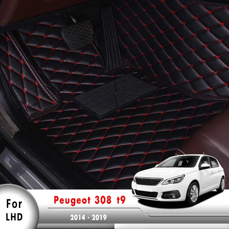 Для Peugeot 308 t9 2019 2018 2017 2016 2015 2014 автомобильные коврики кожаные подножки накладки