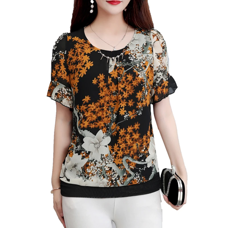 Elegante Short-Sleeved Printed Chiffon Blouse Tops Summer 2021 New Femininas Women Shirts Blusas Plus Size L-5XL
Elegante Short-Sleeved Printed Chiffon Blouse Tops Summer 2021 New Femininas Women Shirts Blusas Plus Size L-5XL