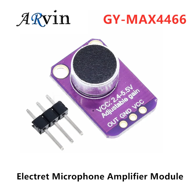 GY-MAX4466 MAX4466 электретный модуль усилителя микрофона с регулируемым усилением GND VCC Плата усилителя 2,4-5 в постоянного тока для Arduino
GY-MAX4466 MAX4466 электретный модуль усилителя микрофона с регулируемым усилением GND VCC Плата усилителя 2,4-5 в постоянного тока для Arduino