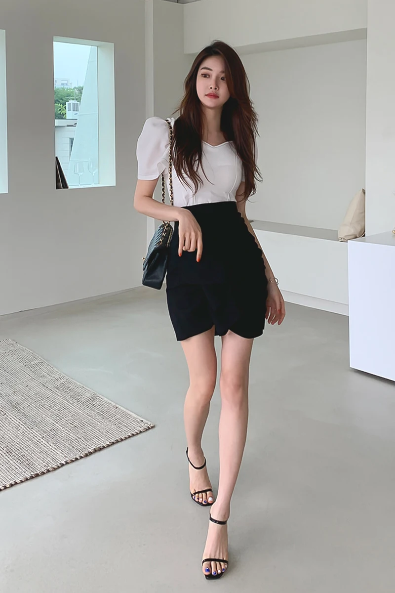 COIGARSAM Women Skirt High Waist Skirts Black 37531