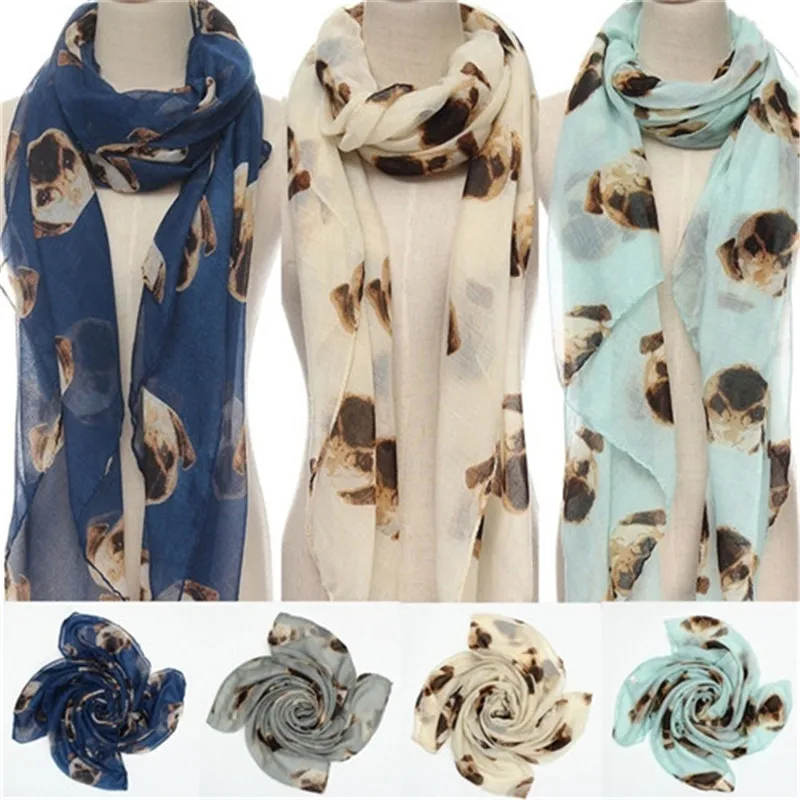 Модные женские шарфы палантины шаль с принтом собаки мягкие Volile теплый шарф