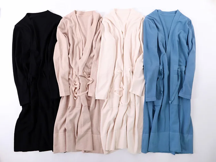 Women's Long Sleeve Soft Chunky Drawstring Belted Knit Sweater Open Front Cardigan with Pockets Spring Winter Female Outwear
Women's Long Sleeve Soft Chunky Drawstring Belted Knit Sweater Open Front Cardigan with Pockets Spring Winter Female Outwear